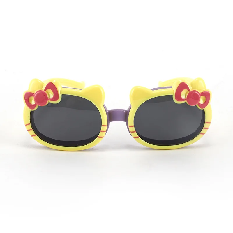 Детские силиконовые поляризованные солнцезащитные очки 2023 с милым мультяшным котом, складные очки для котенка, откидные очки для мальчиков и девочек, очки для малышей uv400 4
