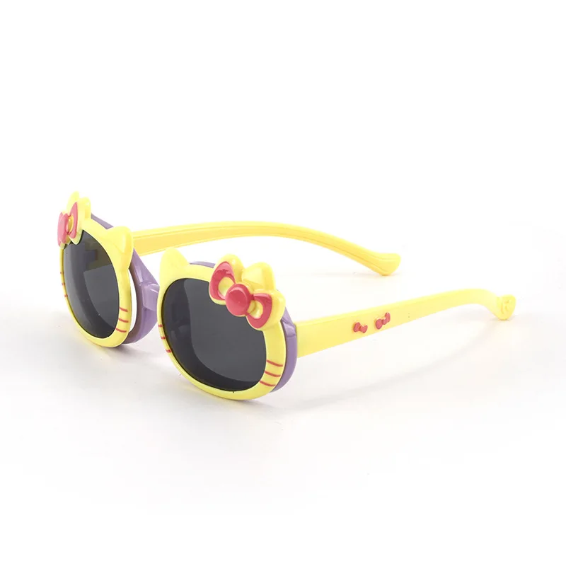 Детские силиконовые поляризованные солнцезащитные очки 2023 с милым мультяшным котом, складные очки для котенка, откидные очки для мальчиков и девочек, очки для малышей uv400 5