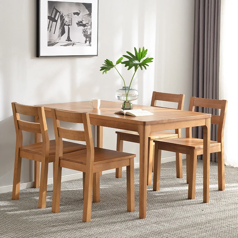 Обеденный стол из бука в домашнем хозяйстве, бревенчатая ресторанная мебель, обеденный стол и стулья из массива скандинавского дерева 1
