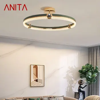 Потолочный светильник ANITA Vintage Crystal Ring, современный креативный светильник, Роскошные светодиодные светильники для домашнего декора