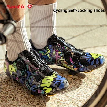 Мужская спортивная обувь Santic Safety, Самоблокирующиеся велосипедные кроссовки, Нейлоновая профессиональная обувь для гоночных велосипедов, Сверхлегкое велосипедное оборудование