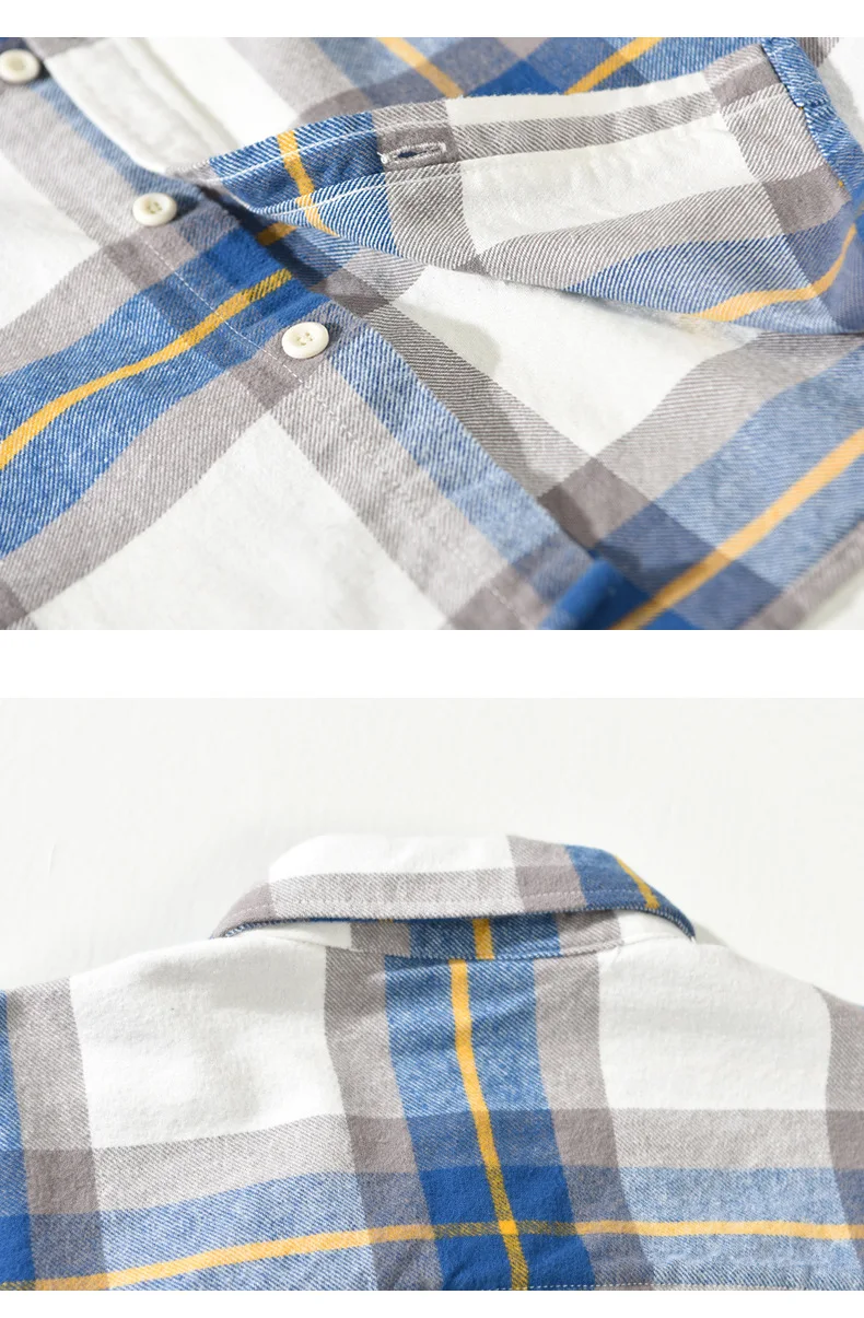 Мужская одежда 2023, повседневная рубашка в японскую клетку с длинными рукавами, Мужская осенняя винтажная цветовая контрастность, молодежная свободная хлопчатобумажная рубашка с отворотом 3