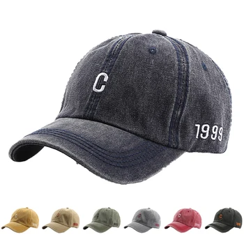 VACIGODEN Мужская бейсболка с вышитой буквой C, Женская Регулируемая хип-хоп шляпа, винтажная спортивная шляпа дальнобойщика, повседневная солнцезащитная кепка на открытом воздухе