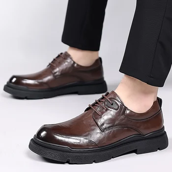 Итальянские модельные туфли, мужские модные туфли из лакированной кожи, черные мужские лоферы, Роскошная офисная обувь 2023 года, Chaussure Homme
