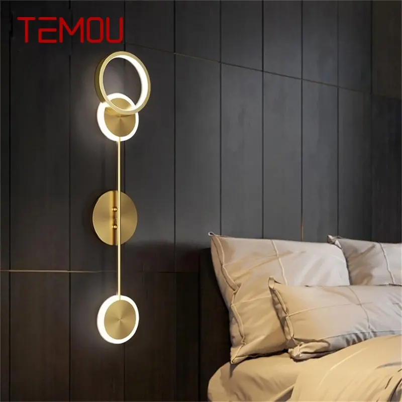 Бра TEMOU Nordic Креативный дизайн, золотые современные светильники, Латунное светодиодное бра для внутреннего освещения 0