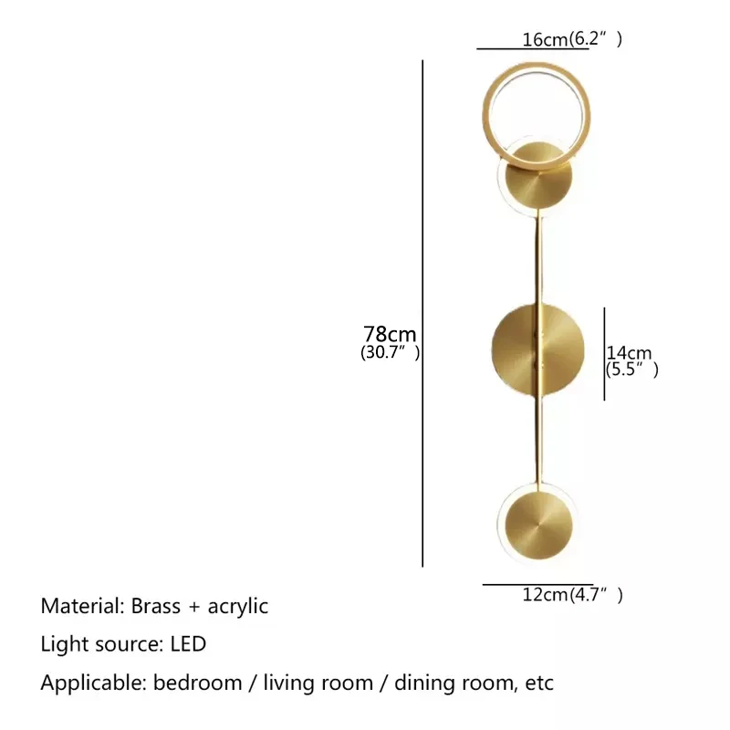 Бра TEMOU Nordic Креативный дизайн, золотые современные светильники, Латунное светодиодное бра для внутреннего освещения 5