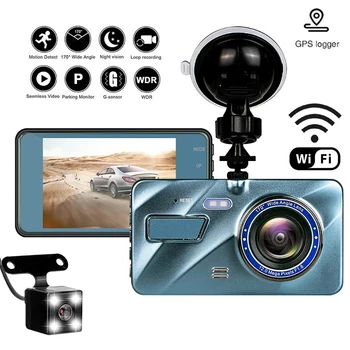 Автомобильный Видеорегистратор WiFi 4.0 Full HD 1080P Dash Cam Камера Заднего Вида Видеорегистратор Ночного Видения Черный Ящик Dashcam Автомобильные Аксессуары GPS Трек