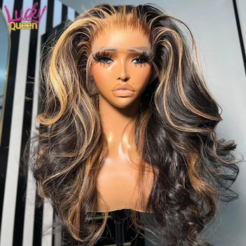 Объемная волна человеческих волос 13x4 Кружевной Фронтальный парик из светлых человеческих волос, парик для женщин, Прозрачный парик с кружевной застежкой, предварительно выщипанный