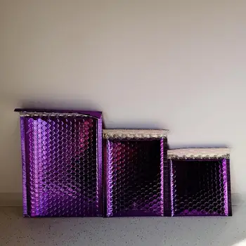 Фиолетовые красочные пузырьковые почтовые ящики Гламурные оттенки, мягкие конверты из фольги, 10 шт. /пакет