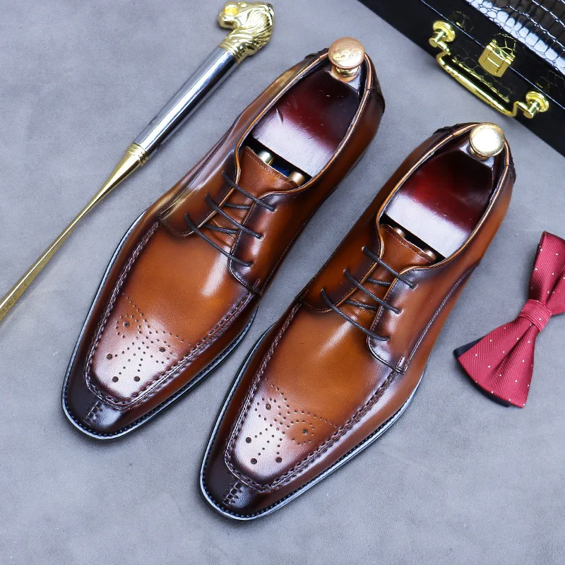 Офисная обувь Brock, мужские модельные туфли-оксфорды винтажного дизайна, официальная деловая обувь ручной работы из натуральной кожи для мужчин 0
