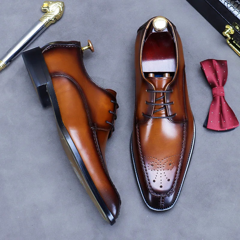 Офисная обувь Brock, мужские модельные туфли-оксфорды винтажного дизайна, официальная деловая обувь ручной работы из натуральной кожи для мужчин 4