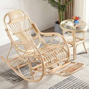 Скандинавские стулья для гостиной, мебель для дома, ротанговое кресло для отдыха, балкон, простое кресло-качалка для ленивого отдыха в японском стиле