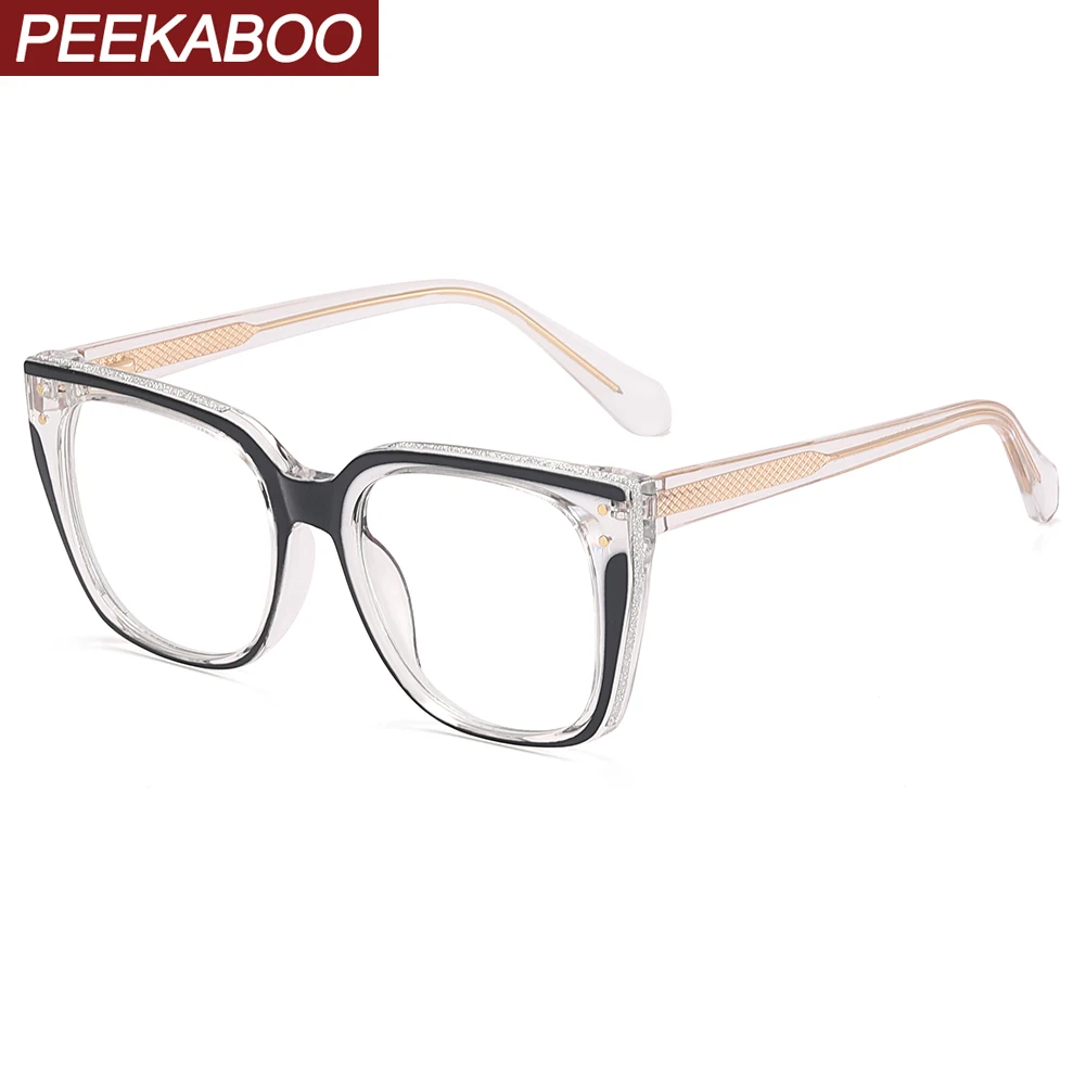 Peekaboo TR90 blue light очки женские CP ацетатные прозрачные линзы большая квадратная оправа для очков женские оптические кошачьи глаза женские высокого качества 0