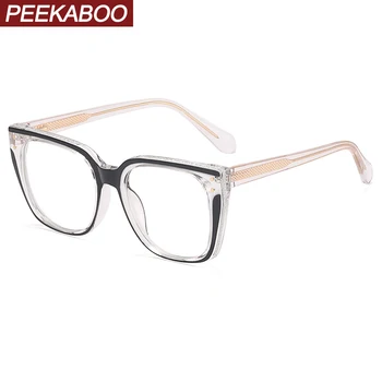 Peekaboo TR90 blue light очки женские CP ацетатные прозрачные линзы большая квадратная оправа для очков женские оптические кошачьи глаза женские высокого качества