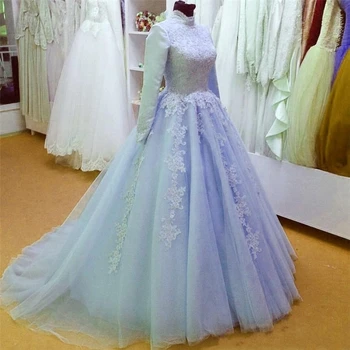 2023 Мусульманские Арабские Свадебные платья Кружевные аппликации Винтажные Свадебные платья Дубая С высоким воротом и длинными рукавами Vestido De Noiva de Renda