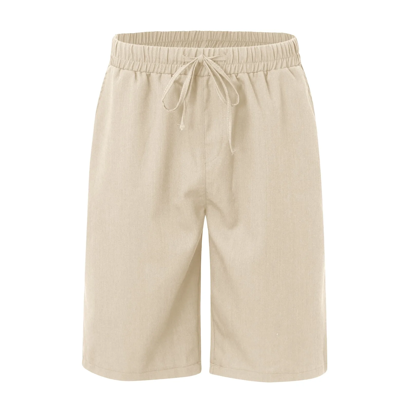 2023, Весенне-летние пляжные шорты, мужские однотонные хлопковые льняные короткие брюки на завязках для мужской одежды, Свободные шорты в стиле ретро 4