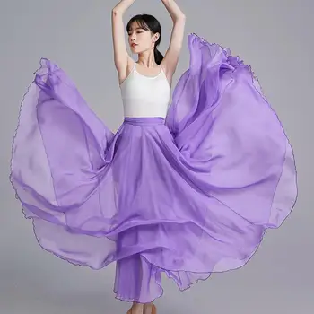 Новая женская одежда для классических танцев на 720 градусов, элегантная одежда для выступлений, газовая юбка, костюмы с большими качелями, цыганское платье