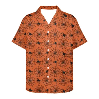 Hycool, новые гавайские мужские рубашки с принтом паука на Хэллоуин, Дизайн паутины, Летние повседневные Мягкие дышащие рубашки