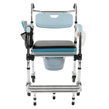 Многофункциональное алюминиевое платье 4 в 1 для пожилых людей, инвалидов, беременных женщин, кресло-комод, кресло для ванны на 4 колесах, светло-синий