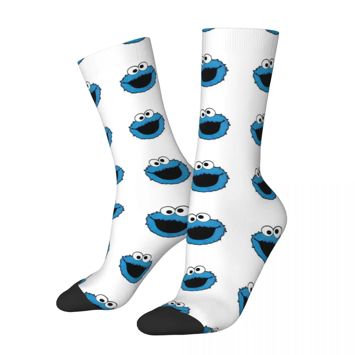 Компрессионные носки в стиле хип-хоп Vintage Crazy для мужчин Унисекс Cookie Monster Nom Nom с принтом в уличном стиле, забавный новенький носок для экипажа 0