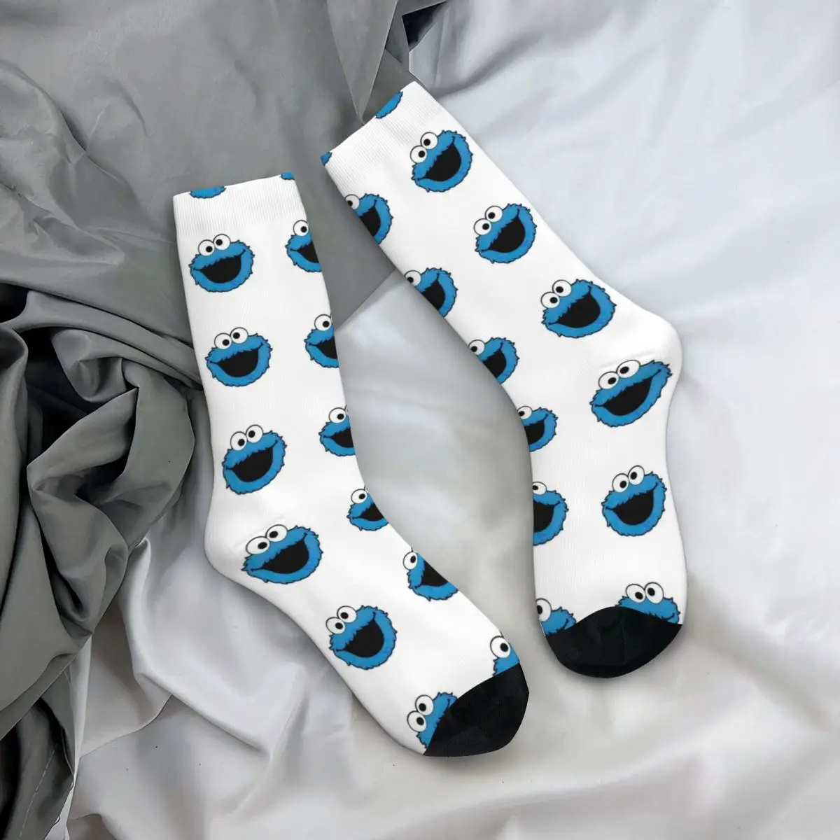 Компрессионные носки в стиле хип-хоп Vintage Crazy для мужчин Унисекс Cookie Monster Nom Nom с принтом в уличном стиле, забавный новенький носок для экипажа 4