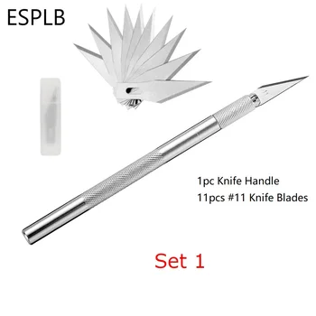 ESPLB Красочный Металлический Нож-Скальпель Нескользящий Резак Для Вырезания Гравировки Ремесленных Ножей с дополнительными Лезвиями # 11 для Печатной Платы Мобильного Телефона