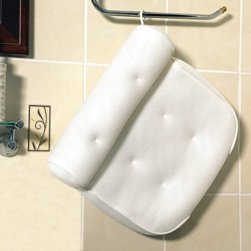 Подушка для подголовника для ванны, 3D сетчатая спа-подушка для шеи и спины, принадлежности для ванной комнаты, нескользящая спа-подушка для ванны с присосками 4