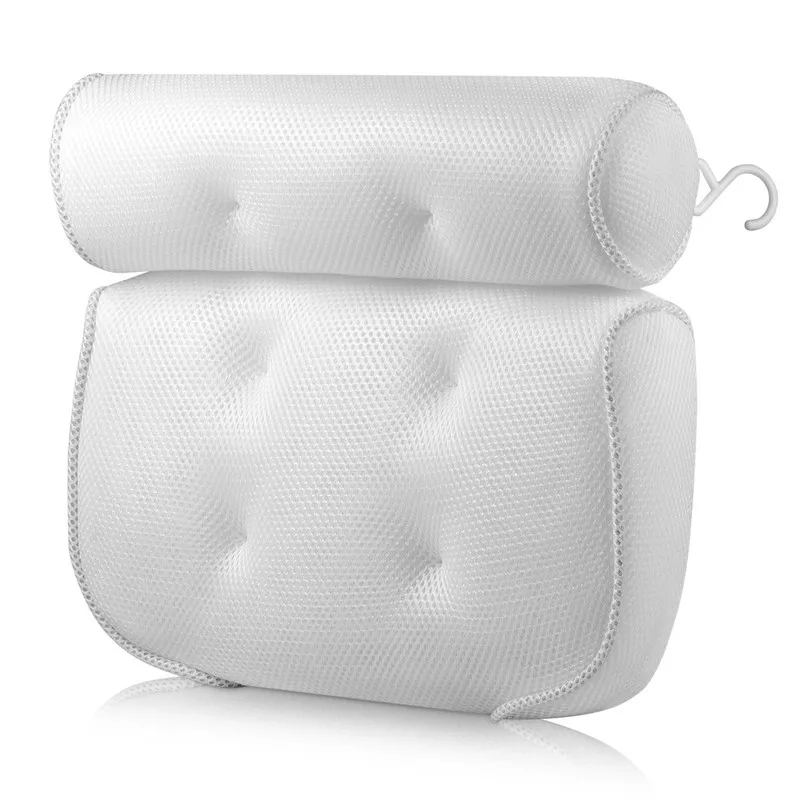 Подушка для подголовника для ванны, 3D сетчатая спа-подушка для шеи и спины, принадлежности для ванной комнаты, нескользящая спа-подушка для ванны с присосками 5