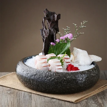 Японская креативная керамическая посуда тарелка для сашими из морепродуктов салатница художественная посуда из грубой керамики цветочная посуда тарелка для суши