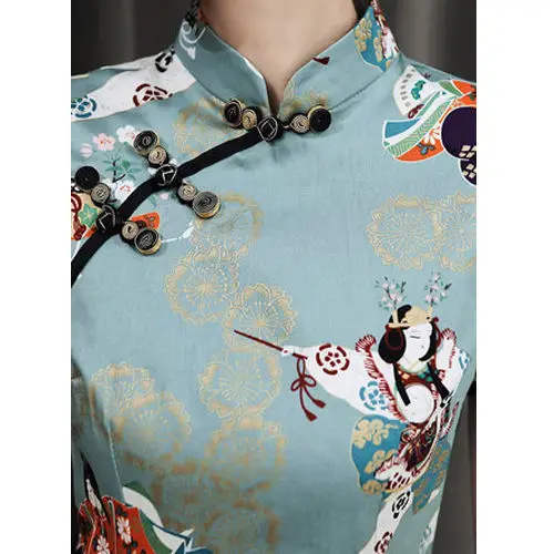 Милые Молодые девушки, Повседневное платье с цветочным принтом, сексуальное Тонкое Мини-Ципао, женское праздничное платье в китайском стиле, традиционный ретро Чонсам 3