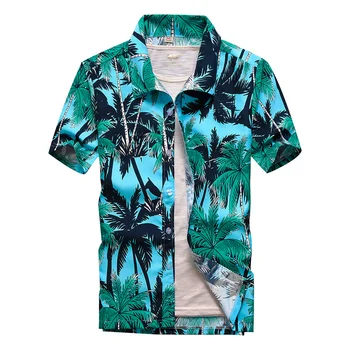 26 Цветов Летняя Мода Мужские рубашки awaiian с пуговицами на рукавах с принтом кокосовой пальмы Повседневная Рубашка Beac Aloa Sirt Плюс Размер 5XL