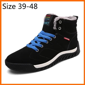 Зимние ботинки Xiaomi, мужские уличные плюшевые теплые зимние ботинки, большие размеры, мужские модные походные ботинки, нескользящая хлопковая обувь, Размер 39-48