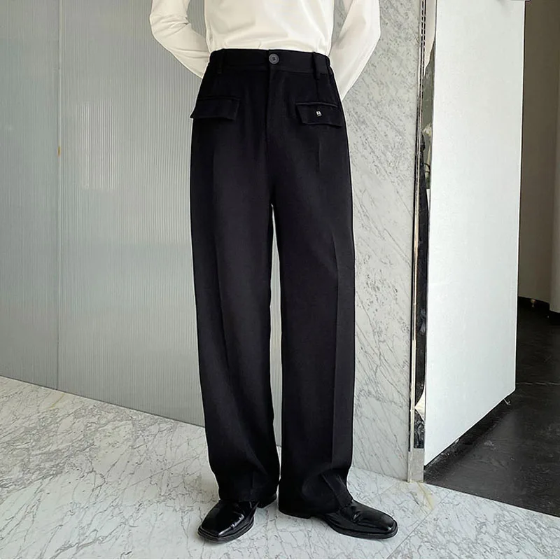 Костюм со свободными брюками 2023 года выпуска, Новая прямая повседневная Мужская мода, Корейская уличная одежда, Винтажные брюки, сетчатые брюки знаменитостей для мужчин 0