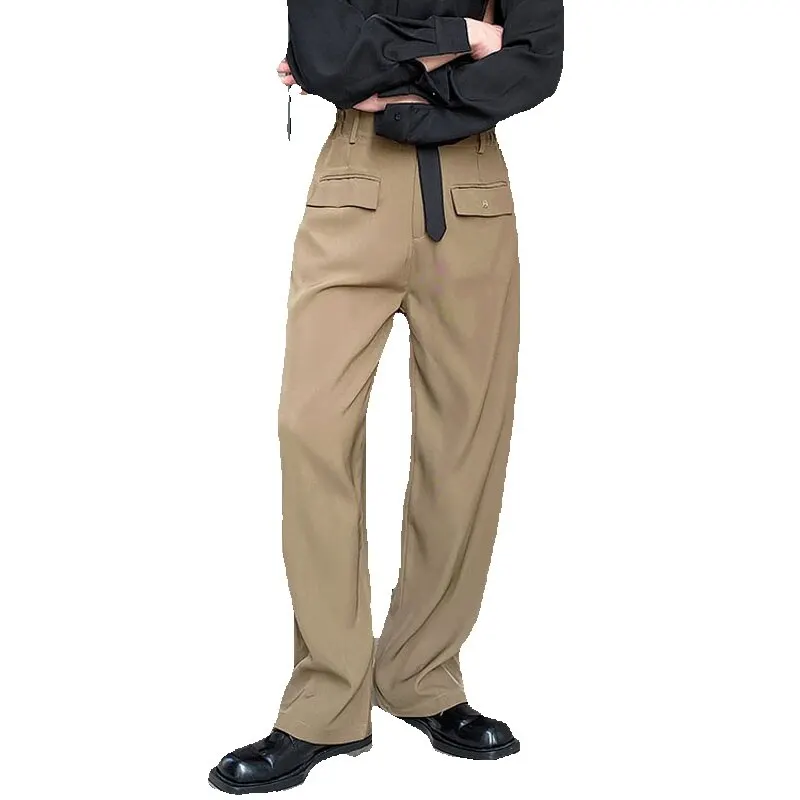 Костюм со свободными брюками 2023 года выпуска, Новая прямая повседневная Мужская мода, Корейская уличная одежда, Винтажные брюки, сетчатые брюки знаменитостей для мужчин 1
