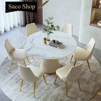 Современный Роскошный обеденный стол из каменной доски, практичный Выдвижной Складной Круглый стол для дома, ресторанная мебель Mesa De Comedor