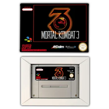 Экшн-игра для Mortal Kombat III с 3-игровым картриджем и коробкой для 16-разрядной консоли SNES версии EUR PAL