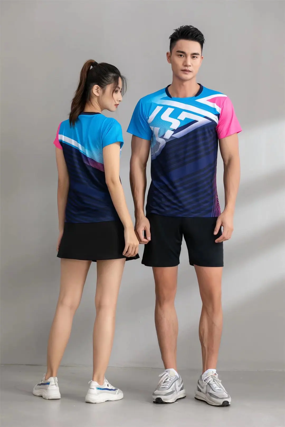 Спортивный бренд, быстросохнущая дышащая рубашка для бадминтона, Женская Мужская футболка для настольного тенниса, волейбольной команды, для бега, Тренировочные футболки 1