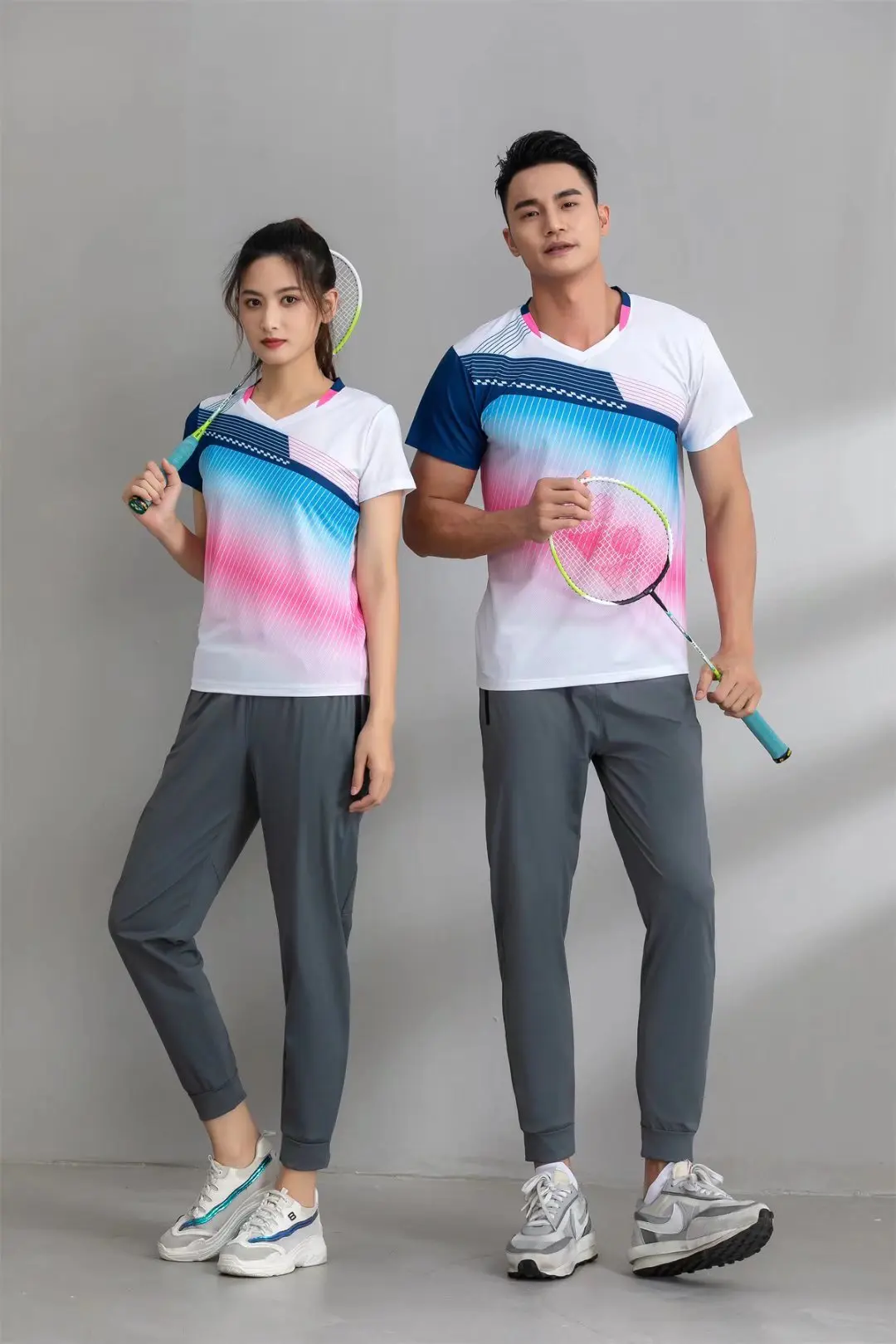 Спортивный бренд, быстросохнущая дышащая рубашка для бадминтона, Женская Мужская футболка для настольного тенниса, волейбольной команды, для бега, Тренировочные футболки 4