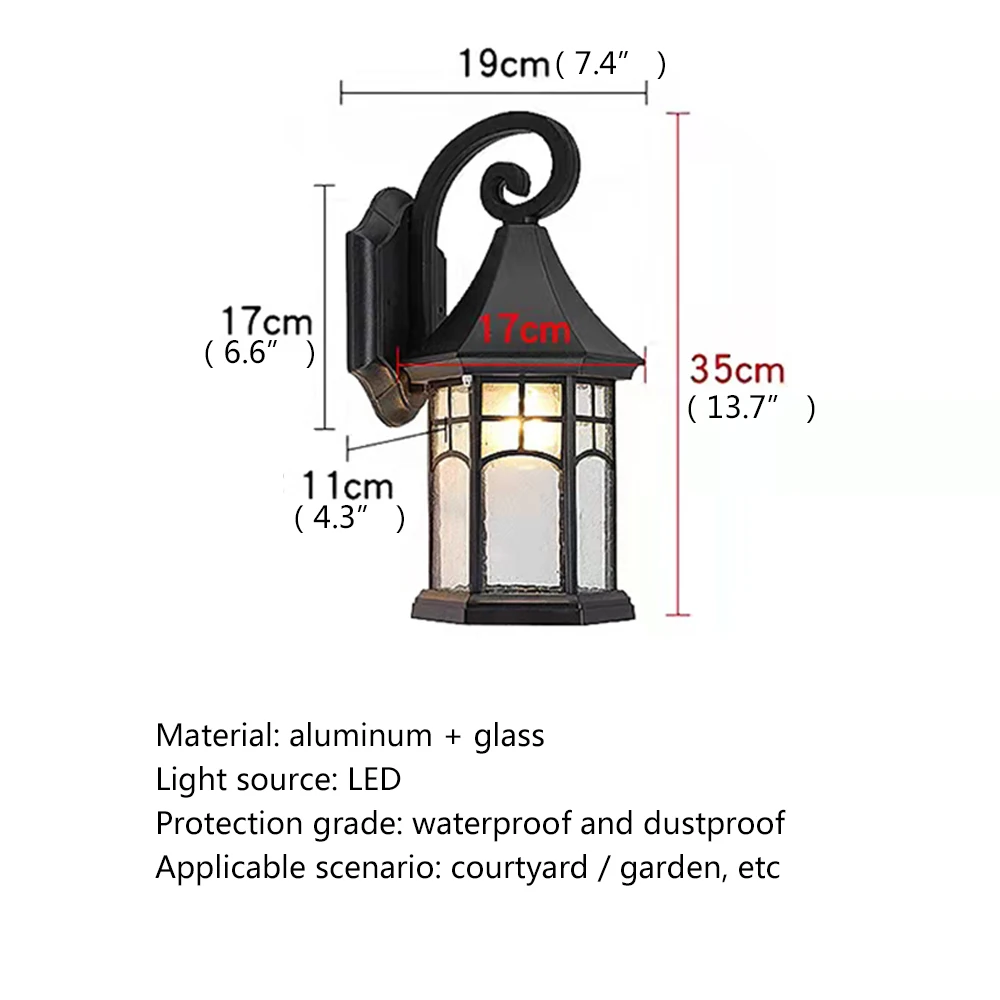 Наружный светильник DLMH Светодиодные бра Настенные светильники Классические водонепроницаемые для оформления балкона в стиле ретро 5