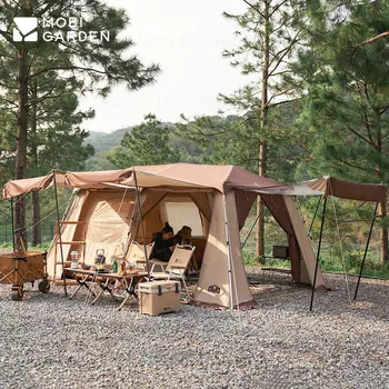 MOBI GARDEN Camping Holiday13 Автоматическая палатка для семейного пикника на открытом воздухе, Ветрозащитная Дышащая сетка в одно касание, люк в крыше, алюминиевый шест