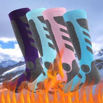 Зимние теплые лыжные носки из толстого хлопка Спортивные Сноуборд Велоспорт Лыжи Футбольные Носки Гетры Дропшиппинг