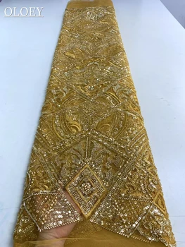 Высококачественная роскошная французская вышивка, кружевная ткань для жениха, африканская Нигерийская ткань с блестками Для свадебного платья JJ 9883