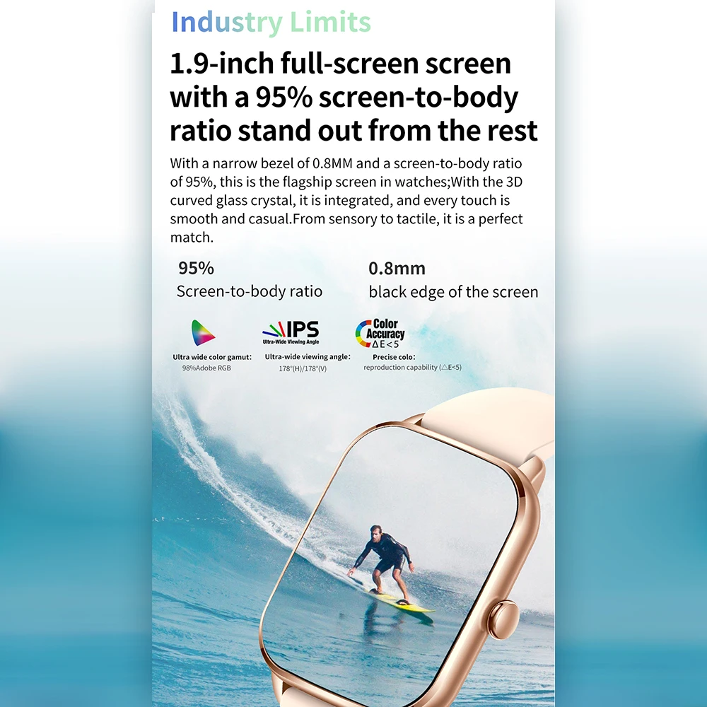 1,9 ”Умные Часы HD Цветной Сенсорный Экран 240 * 280 Разрешение BT Вызов IP67 Водонепроницаемые Подходящие Спортивные Смарт-Часы для Android iOS 1