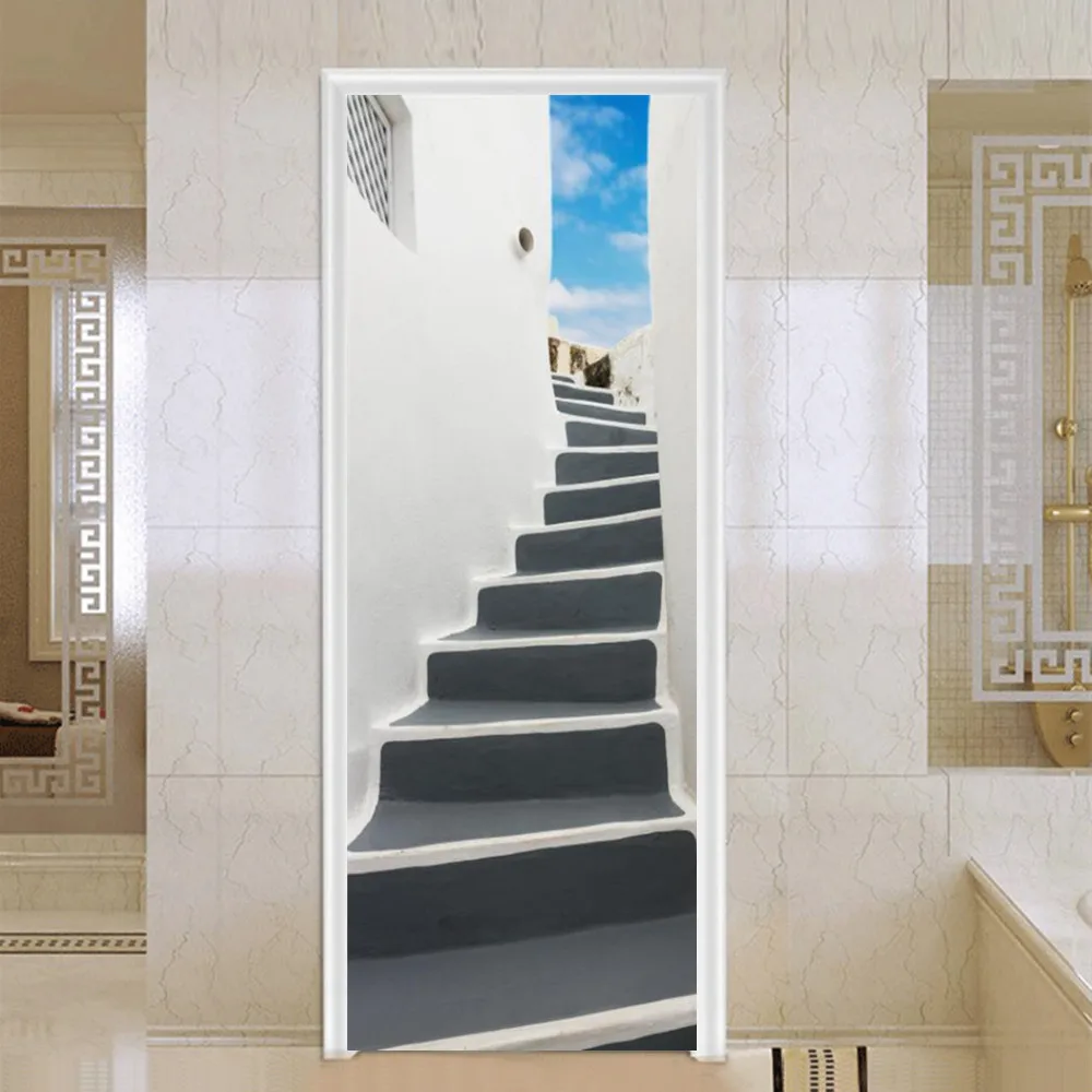 Пленка для лестничной клетки Дверные наклейки Декоративные Водонепроницаемые DIY Самоклеящиеся Наклейки для лестницы Фрески Мебель Ванная Комната Кухня 5