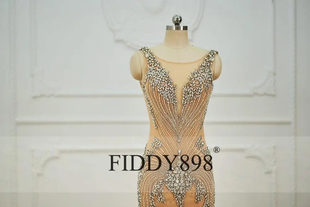 Роскошные вечерние платья Русалки без рукавов с тяжелым бисером и жемчугом в Дубае, блестящее платье для выпускного вечера с открытой спиной 2020 OEV-L4254 3