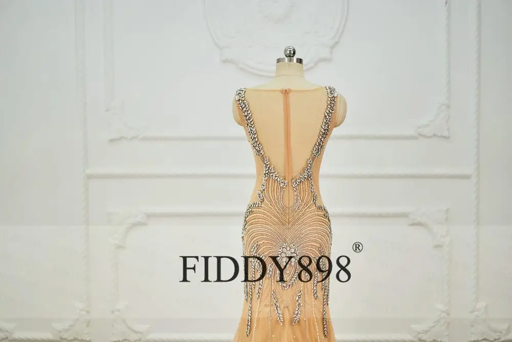 Роскошные вечерние платья Русалки без рукавов с тяжелым бисером и жемчугом в Дубае, блестящее платье для выпускного вечера с открытой спиной 2020 OEV-L4254 4