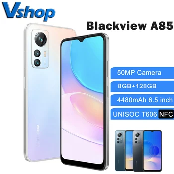Blackview A85 50MP Камера 8 ГБ + 128 ГБ Сотовый Телефон Android 12,0 UNISOC T606 18 Вт Зарядный Смартфон 4480 мАч 6,5 