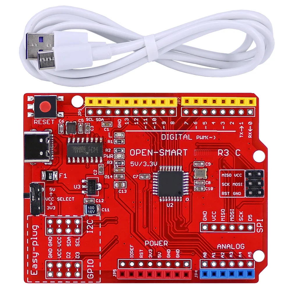 Плата разработки OPEN-SMART Type-C 5V / 3.3V ATMEGA328PB/ ATMEGA328P DIY с USB-кабелем Type C, Совместимым с Arduino 0