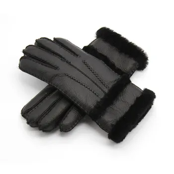 Зимние перчатки из 100% овчины для женщин, мужчин, теплые перчатки из натурального кашемирового меха, рукавицы на полный палец из натуральной кожи, перчатки для рук