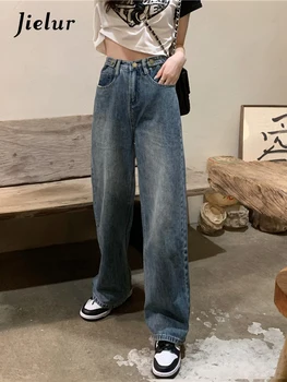 Jielur Летние Новые Корейские винтажные женские джинсы С высокой талией Slim Light Fashion Jeans Woman Blue Slim Street Chicly Jeans Female